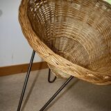 Wicker basket armchair in the 50s
