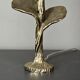 Solid brass silver custom made flower lamp with cocoon fabric shade, 1970s