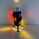 Brutalist table lamp metal and glass, 1970s