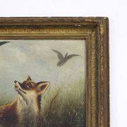 Peinture anglaise antique décorative de renard et canards