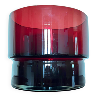 Cache pot verre rouge années 60