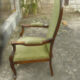 Armchair Voltaire velvet fabrics and wood massf