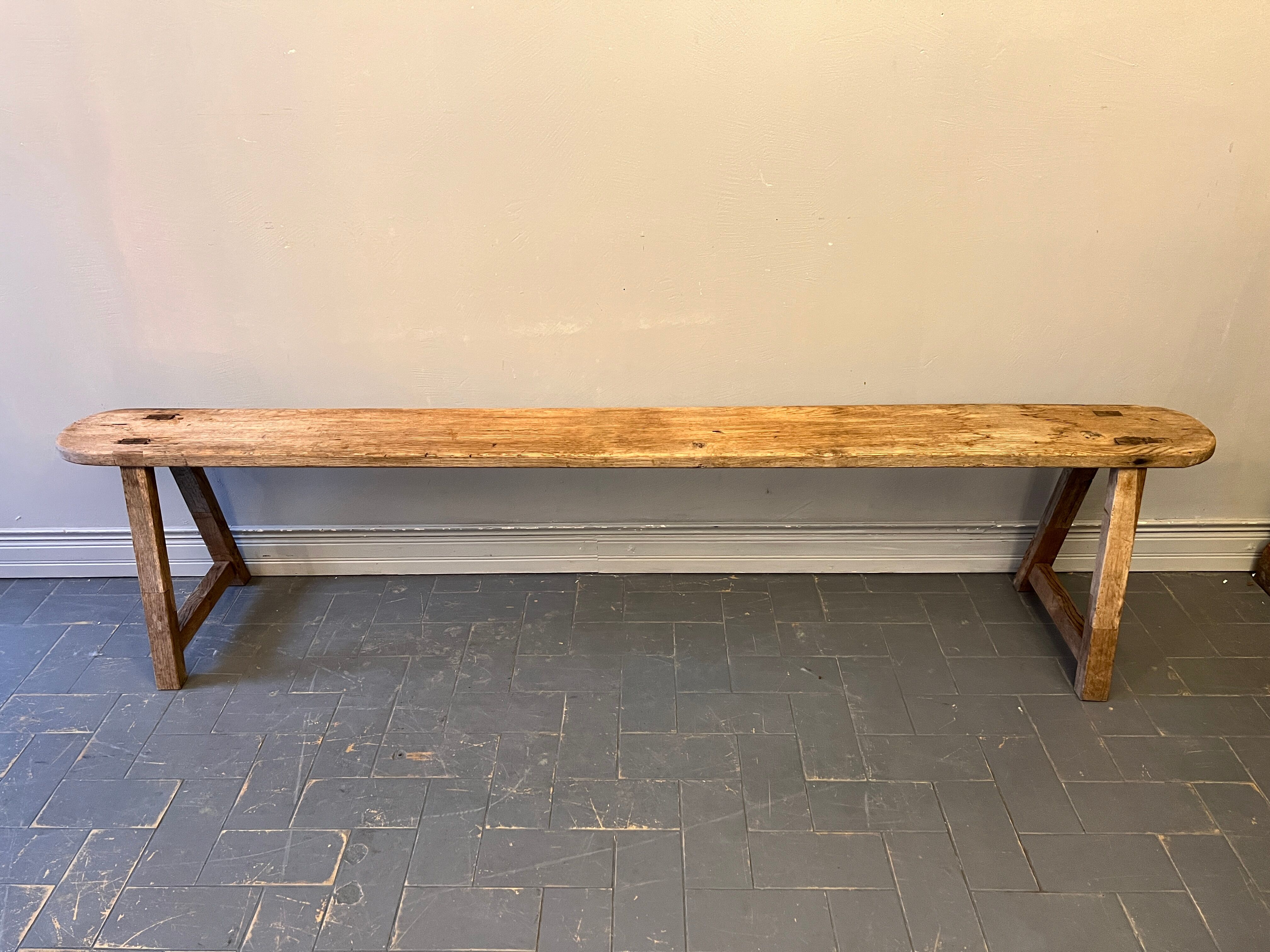 Old raw wood bench 200 cm