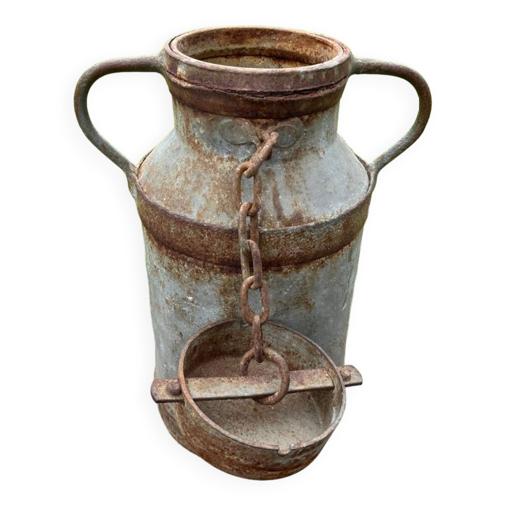 Old metal can or milk jug