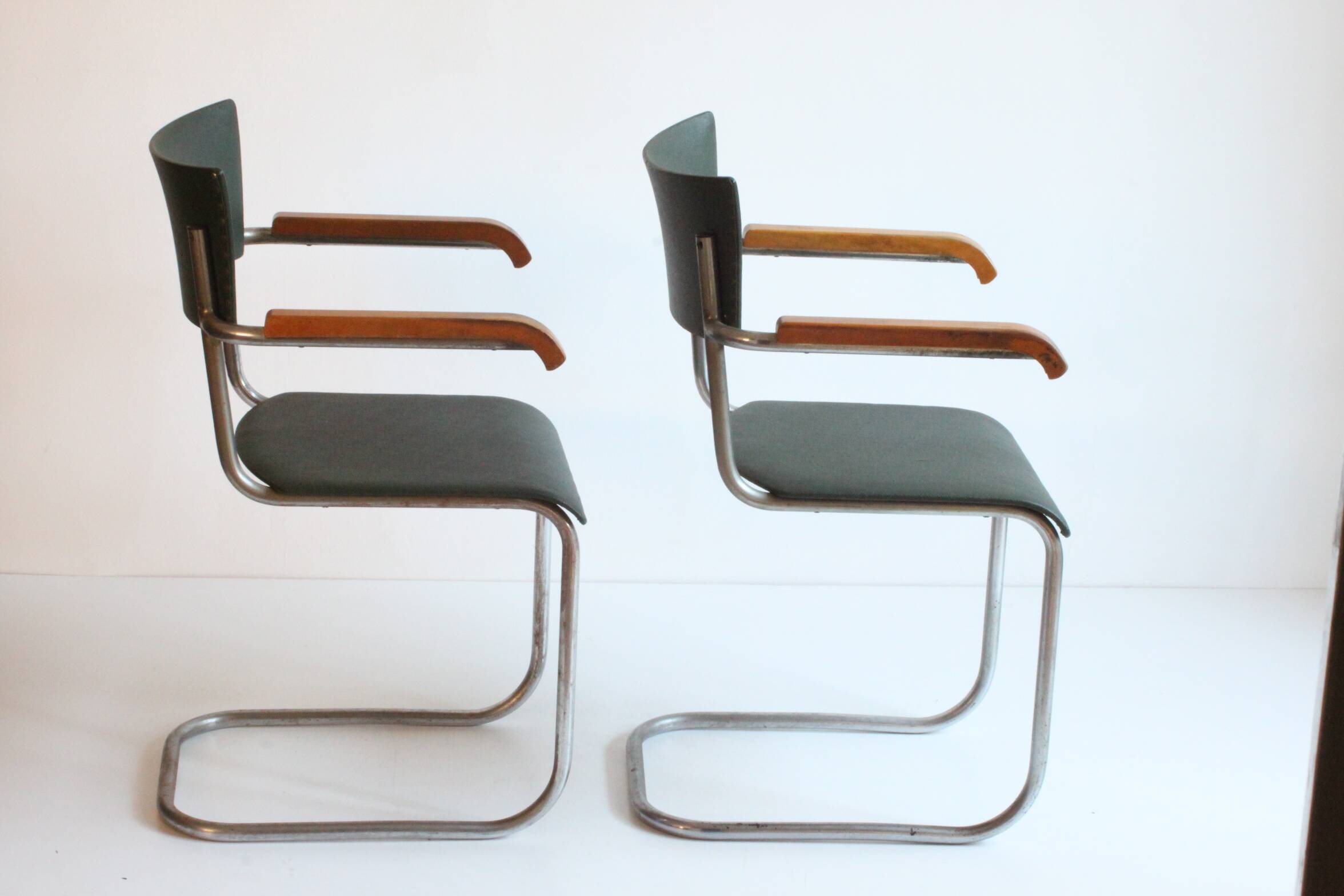 Art deco tubular Armchairs, 1930s set of two