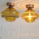1 of 2 hand blown amber glass ceiling lights / redesign vintage wall lamps