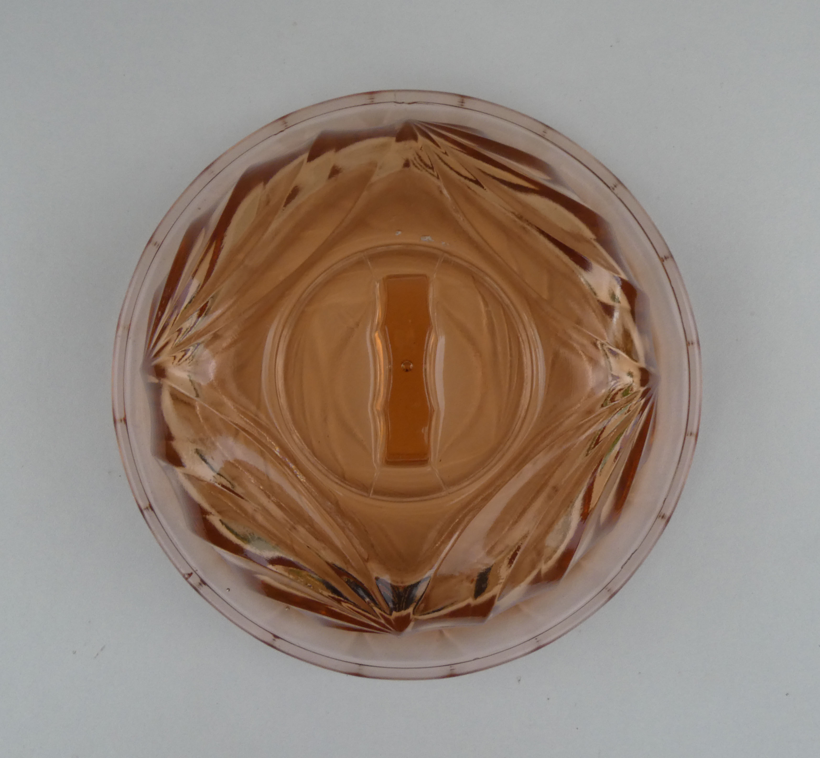 Old vintage pink glass cheese bell