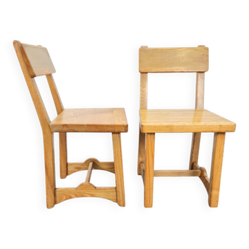 Vintage Brutalist Elm Chairs, Denmark, 1960s, Set of 2