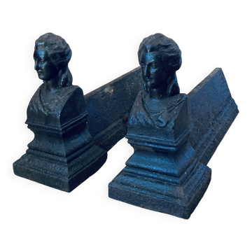 Cast iron fire grates from the 19th century featuring the likeness of Marie Antoinette.