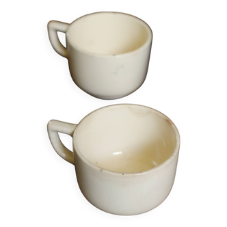 Set of 2 round coffee cups in ecru earthenware Digoin