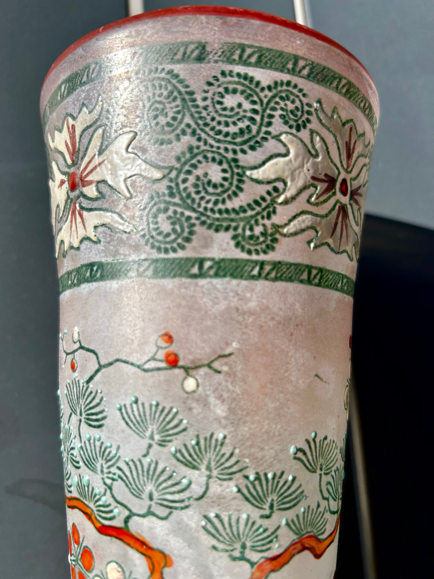 Cornet vase Art Nouveau "Spring" - Legras (St Denis)