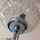 Five-spoke chandelier in chrome-plated metal and structured/vintage glass 60s-70s