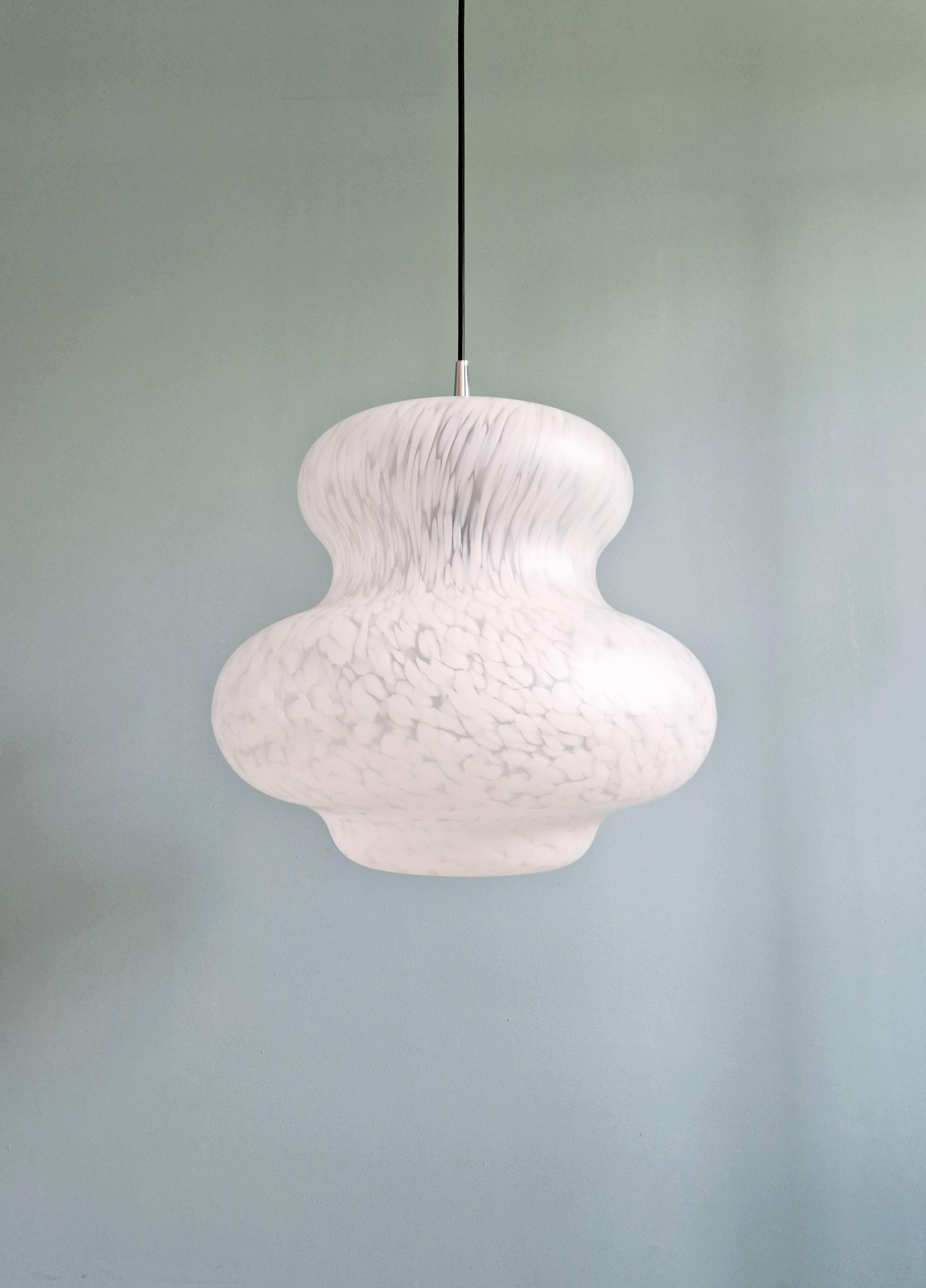 Large Space Age pendant light in speckled glass, Peill & Putzler, 1970s