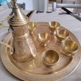Old oriental service copper teapot 6 small cups