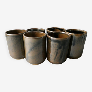 6 enamelled stoneware tumbler glasses