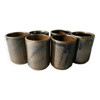 6 enamelled stoneware tumbler glasses