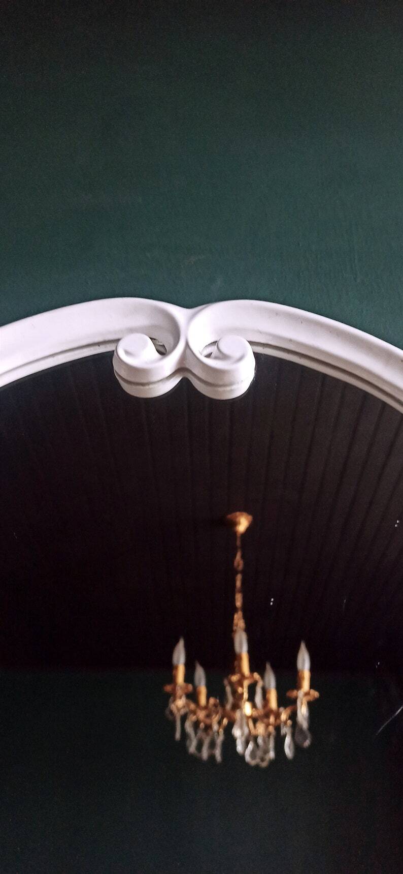 Large oval mirror in vintage white enamelled cast iron