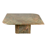 Coffee table in green marble and coral