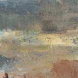 Sailboats in the harbour, oil on wood panel