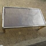 Table basse métal doré façon bambou 70/80's
