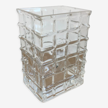 Glass vase with raised squares