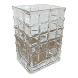 Glass vase with raised squares