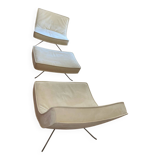 Two armchairs and a pop footstool from Roset