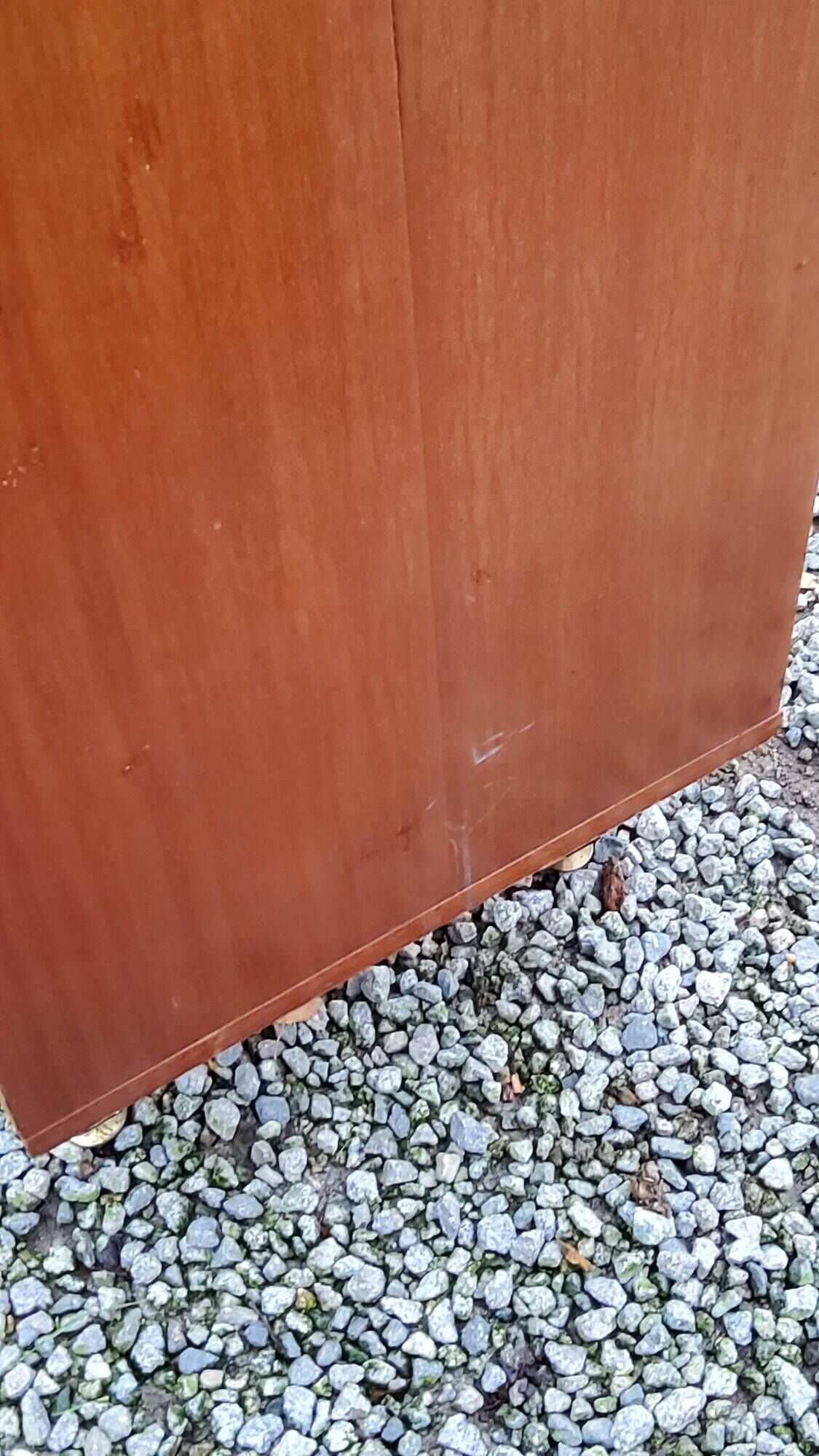 Pair of vintage mahogany sideboards with square metal legs from the 60s