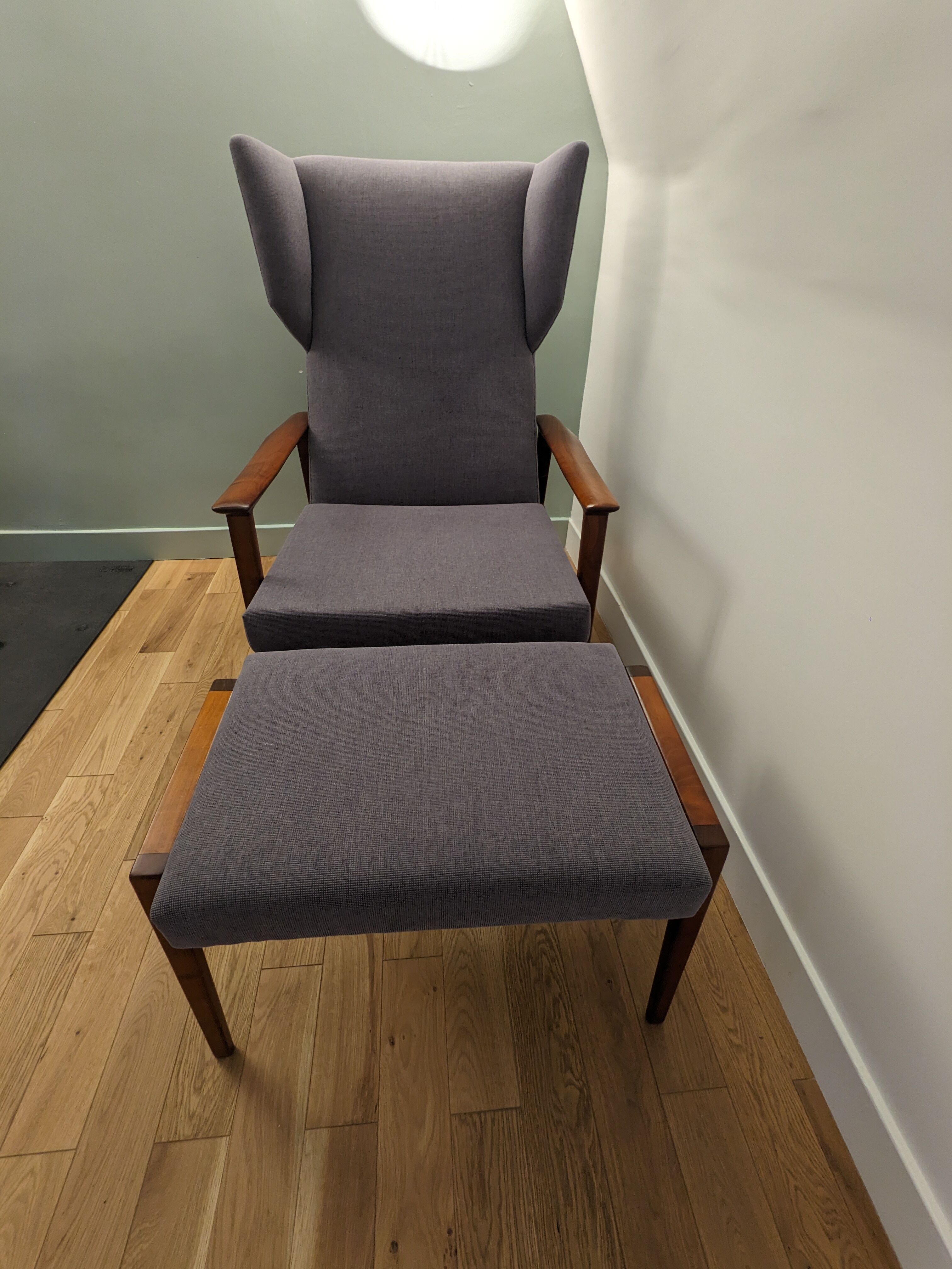 Scandinavian armchair with footrest 1950 vintage