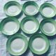 8 hollow plates in mint green and white earthenware, vintage 1950/60s L'Amandinoise