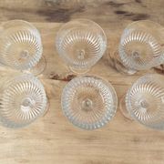 Set of 6 vintage champagne glasses in chiseled glass with flared drinking rim