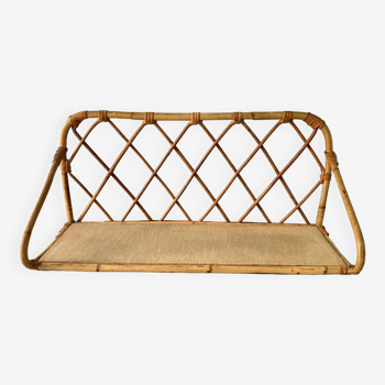 Beautiful vintage rattan and natural bamboo shelf from the 60s