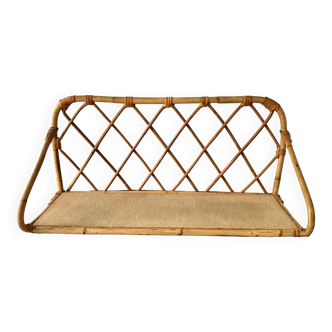 Beautiful vintage rattan and natural bamboo shelf from the 60s