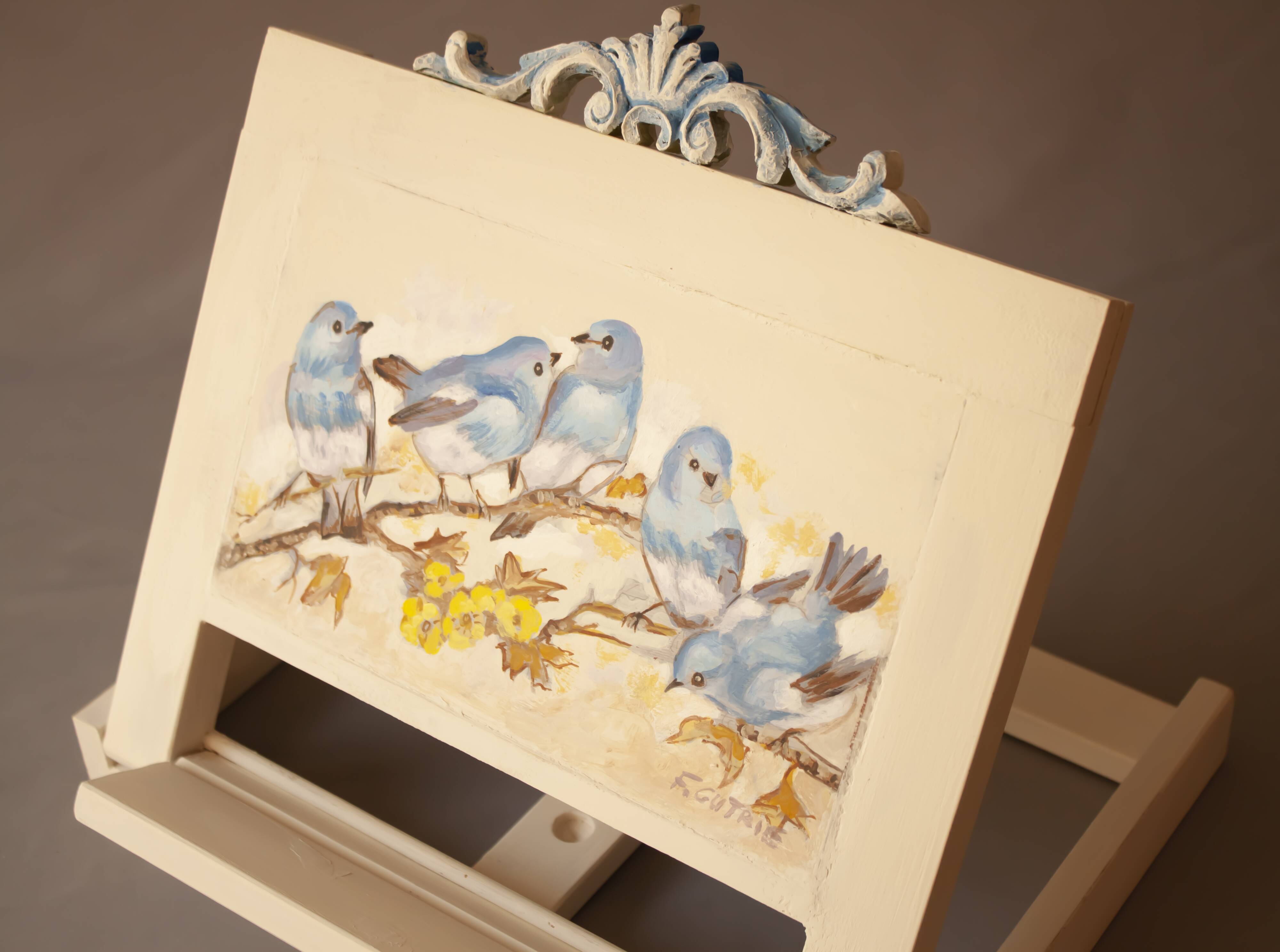Hand-painted wooden desk. book stand.