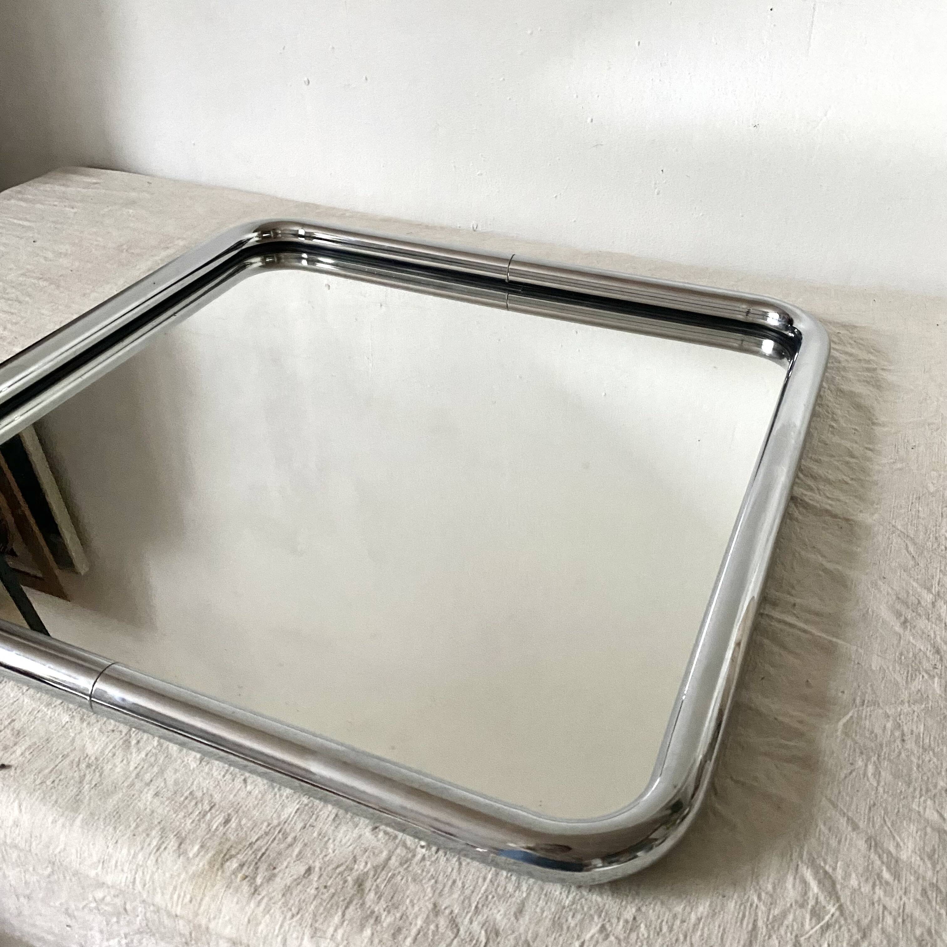 Vintage tubular chrome mirror, 70s