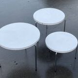 Vintage set of three round side tables nesting tables from the 70s design