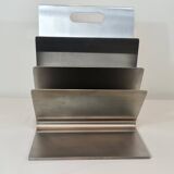 Stainless steel magazine rack by Xavier Féal for Inox Industrie 1970s