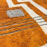 Modern Moroccan rug in rust wool with cream lines 150/250 cm