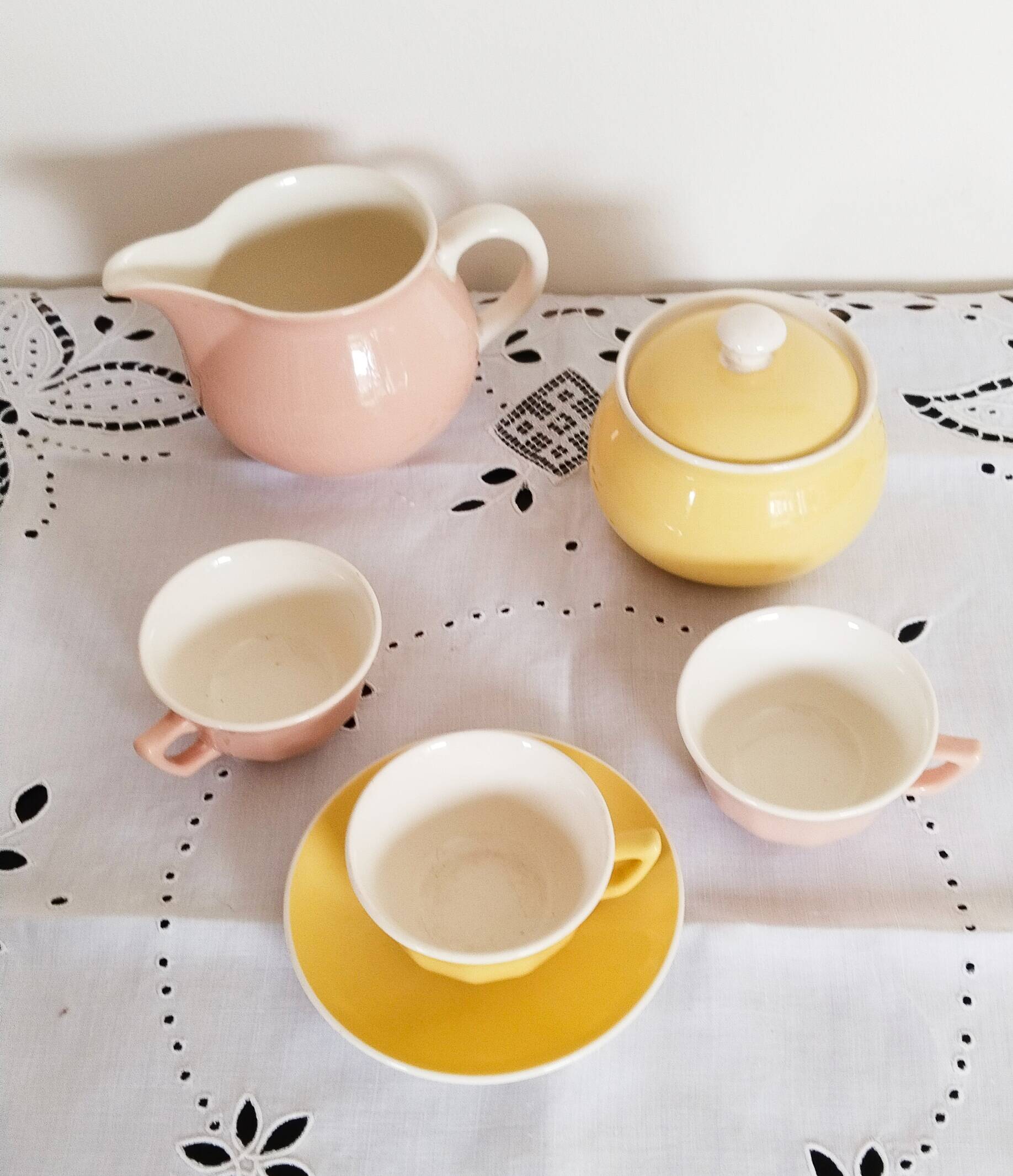 Villeroy and Boch yellow and pink earthenware coffee service