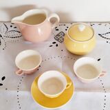 Service à café  jaune et rose Villeroy et Boch , en faience