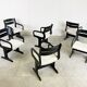 Chaises de salle à manger en bois noir du milieu du siècle, années 1970