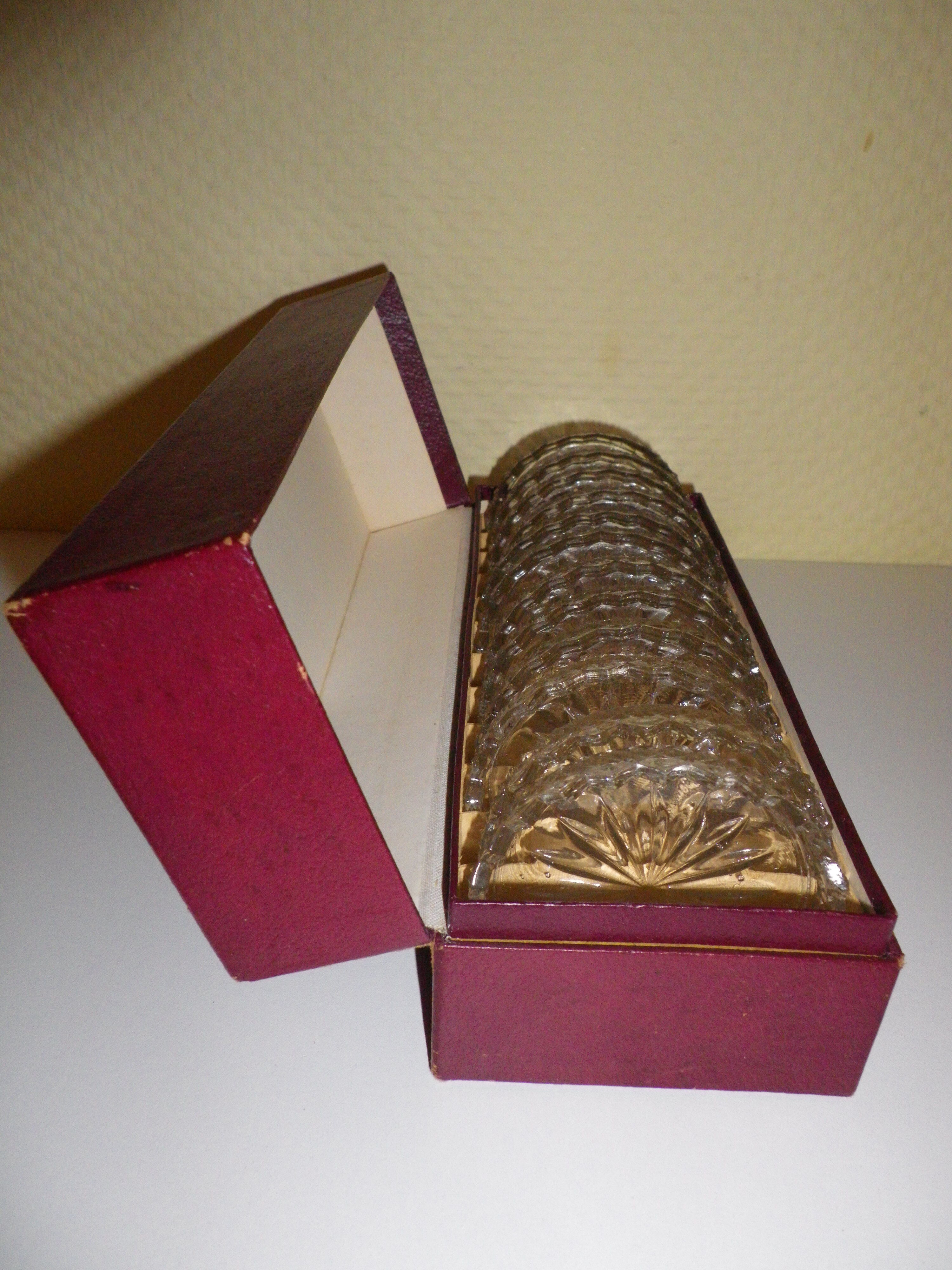 12 under crystal glasses in their original box 1960