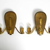 Pair of large heavy Mid Century brass wall lights from a German church