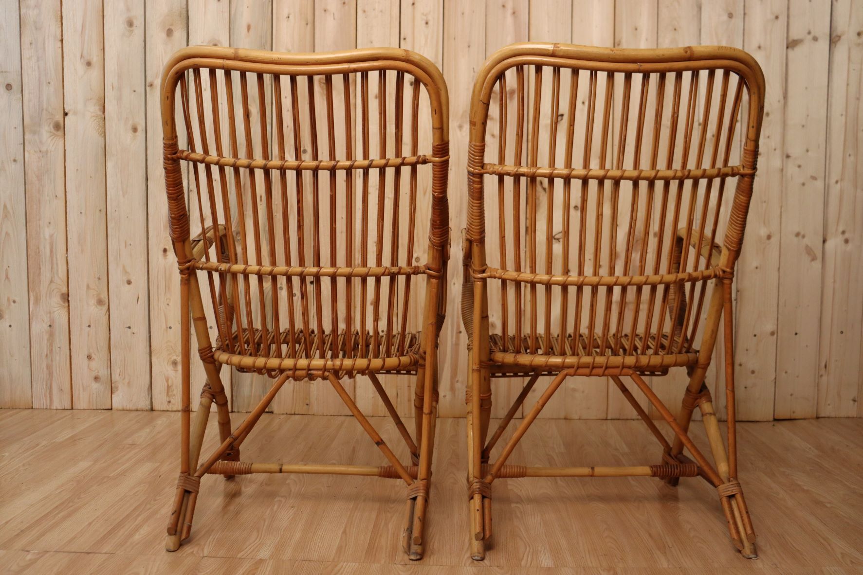 Pair Rattan Armchairs