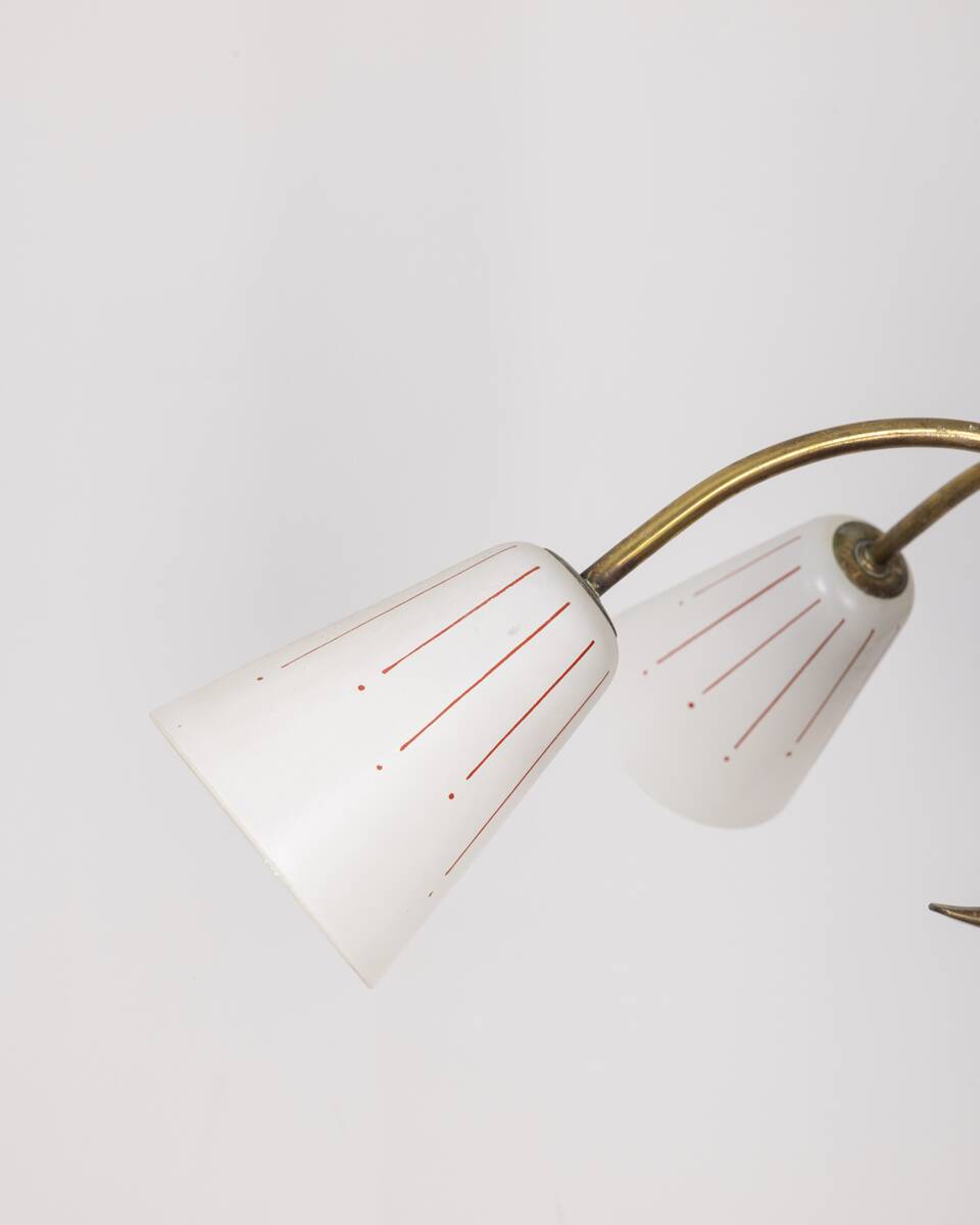 Vintage 60's chandelier, red metal and glass, italian design