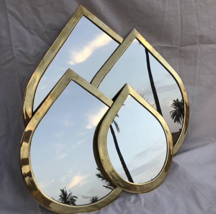 Lot de 4 miroirs en laiton – Artisanat marocain – fait main