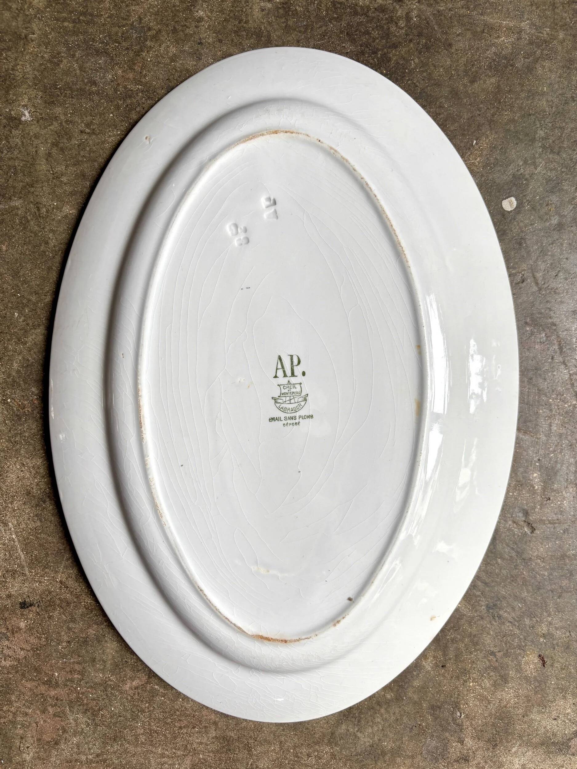 Creil & Montereau oval dish in white ironstone, "Labrador" service
