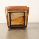 Small vintage armchair in faux leather, metal and brass, 1950s-1960s design.