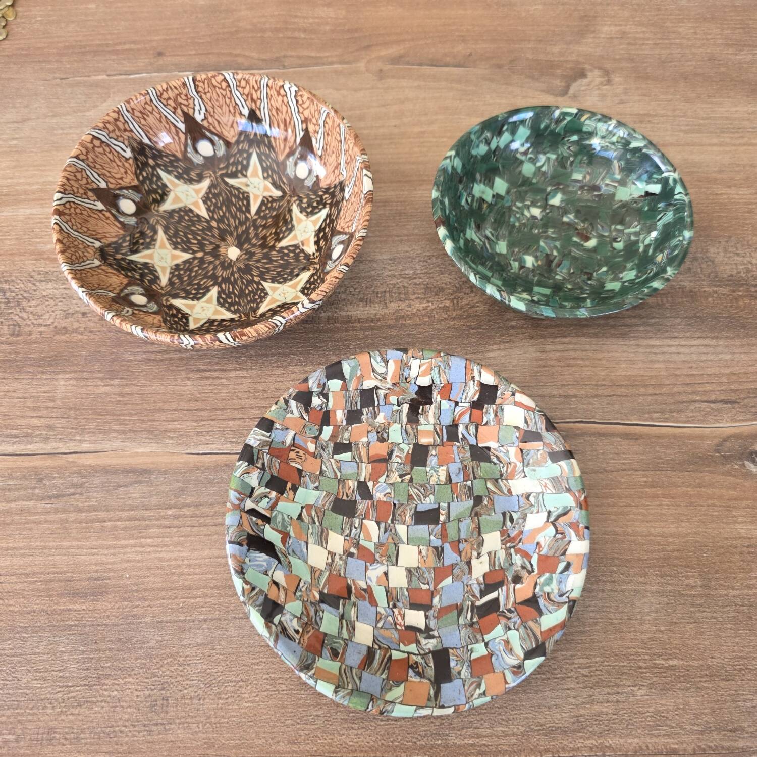 Rare Lot 3 Bowls GERBINO Vallauris – Mixed Earth Mosaic