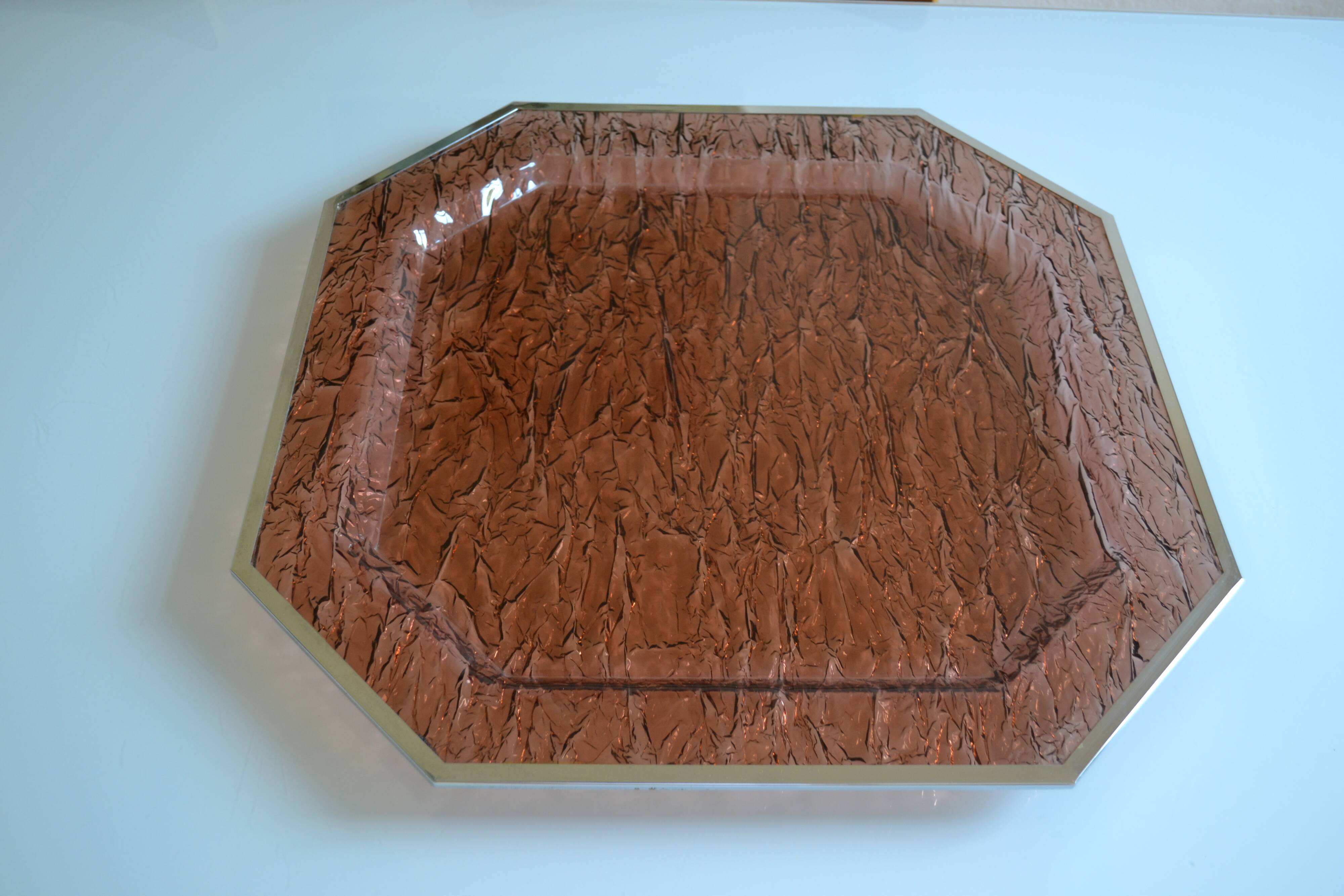 1970 tray in smoked lucite